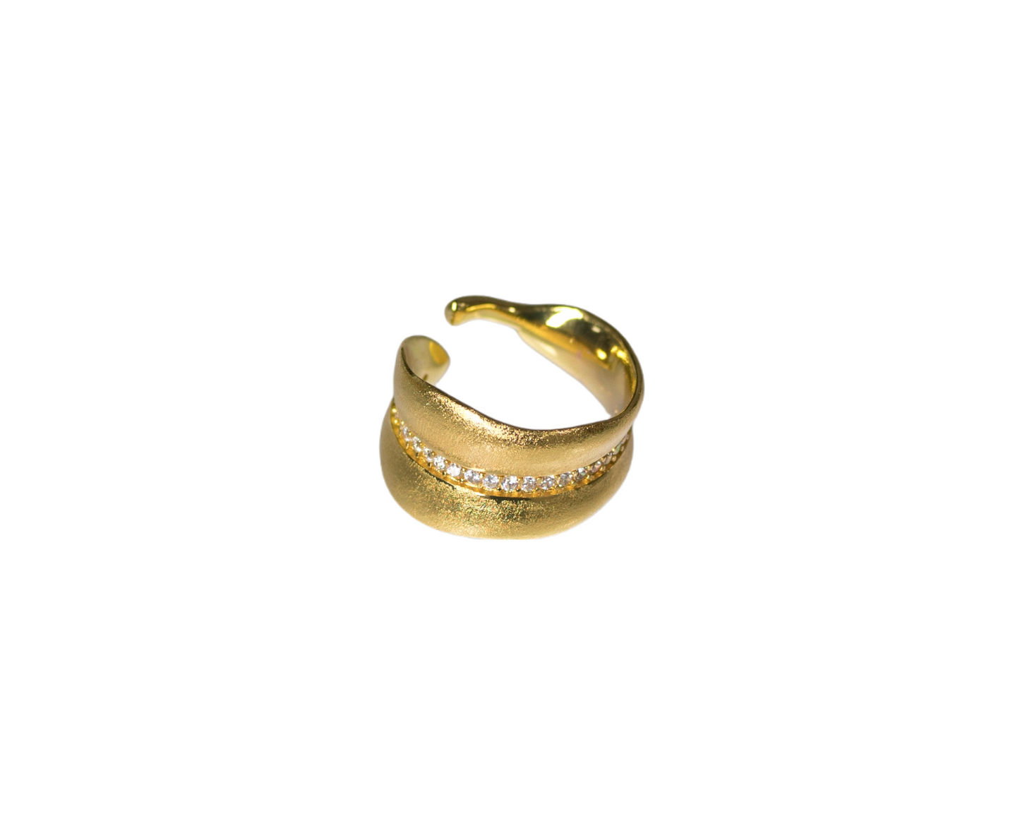 Eleganter Ring in Blattform, vergoldet mit reinem Silber